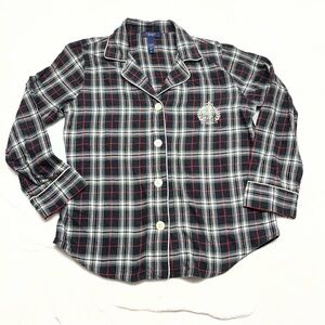 Chaps Ralph Lauren Classic Flannel Pajama Shirt Top Women Size M Black Red Plaid